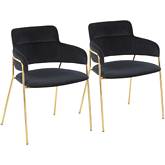 Napoli Dining Chair in Black Velvet & Gold Metal (Set of 2)